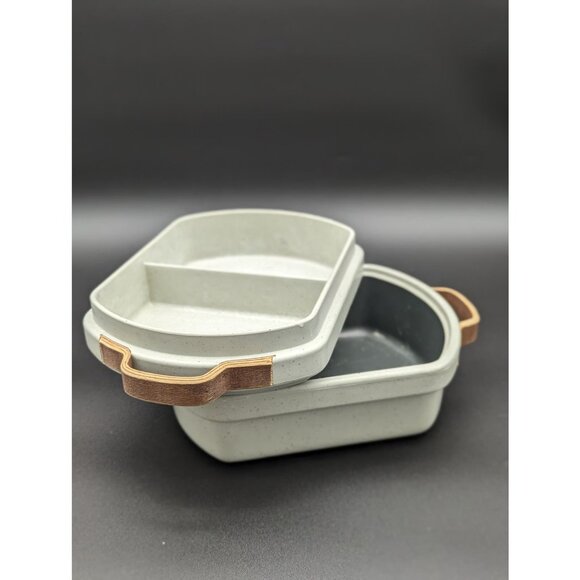 Vintage Supreme Stoneware Food Box with Leather Handles | Made in Canada - Picture 4 of 12